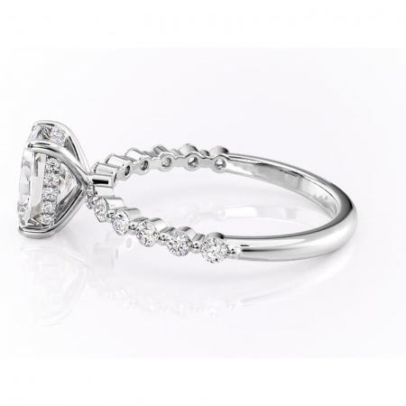 Inel de logodnă Amara din aur Alb 14kt cu moissanite tăietură asscher – Pietre laterale rafinată pentru profil înalt | Personalizează și configurează gratuit online [5]