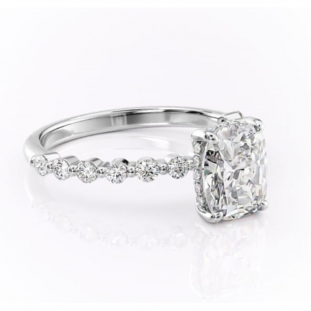 Alege forma Moissanit - Inel de logodnă Amara din aur Alb 14kt cu moissanite tăietură asscher – Pietre laterale rafinată pentru profil înalt | Personalizează și configurează gratuit online