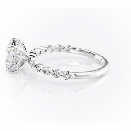 Inel de logodnă Amara din aur Alb 14kt cu moissanite tăietură asscher – Pietre laterale rafinată pentru profil înalt | Personalizează și configurează gratuit online [5]
