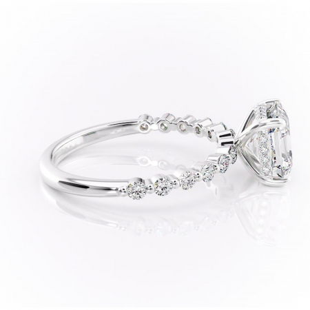 Inel de logodnă Amara din aur Alb 14kt cu moissanite tăietură asscher – Pietre laterale rafinată pentru profil înalt | Personalizează și configurează gratuit online [1]