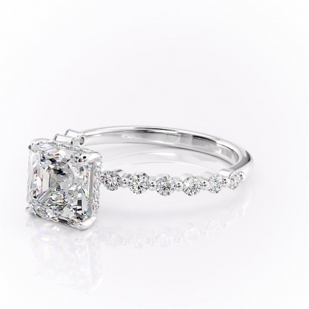Inel de logodnă Amara din aur Alb 14kt cu moissanite tăietură asscher – Pietre laterale rafinată pentru profil înalt | Personalizează și configurează gratuit online [6]