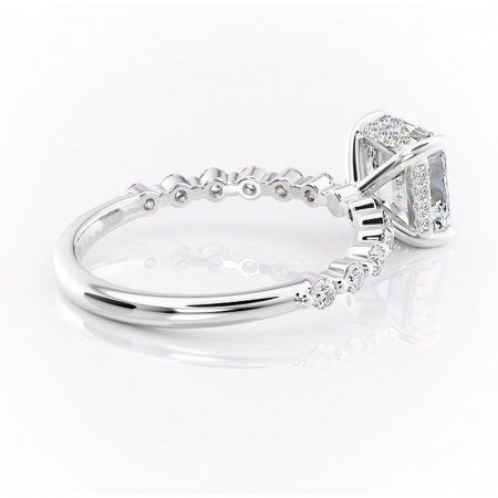 Inel de logodnă Amara din aur Alb 14kt cu moissanite tăietură asscher – Pietre laterale rafinată pentru profil înalt | Personalizează și configurează gratuit online [2]