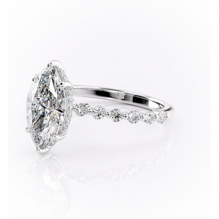 Inel de logodnă Amara din aur Alb 14kt cu moissanite tăietură marquise – Pietre laterale rafinată pentru profil înalt | Personalizează și configurează gratuit online [6]