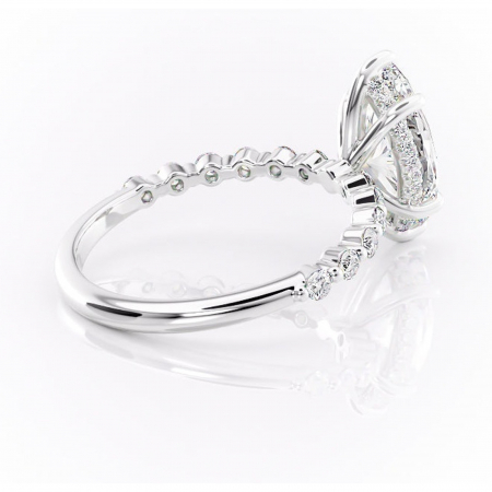 Inel de logodnă Amara din aur Alb 14kt cu moissanite tăietură marquise – Pietre laterale rafinată pentru profil înalt | Personalizează și configurează gratuit online [2]