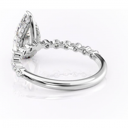 Inel de logodnă Amara din aur Alb 18kt cu moissanite tăietură pară – Pietre laterale rafinată pentru profil înalt | Personalizează și configurează gratuit online [3]