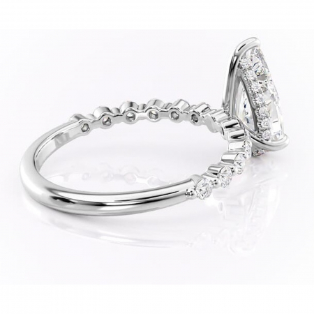 Inel de logodnă Amara din aur Alb 18kt cu moissanite tăietură pară – Pietre laterale rafinată pentru profil înalt | Personalizează și configurează gratuit online [2]