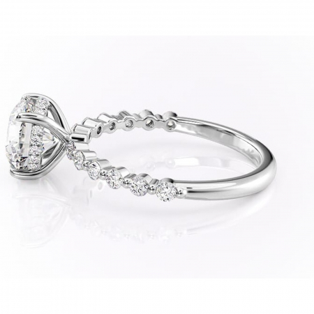 Inel de logodnă Amara din aur Alb 14kt cu moissanite tăietură rotundă – Pietre laterale rafinată pentru profil înalt | Personalizează și configurează gratuit online [5]