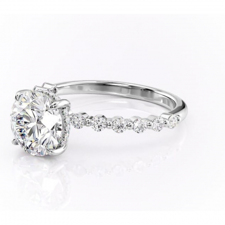 Inel de logodnă Amara din aur Alb 14kt cu moissanite tăietură rotundă – Pietre laterale rafinată pentru profil înalt | Personalizează și configurează gratuit online [6]
