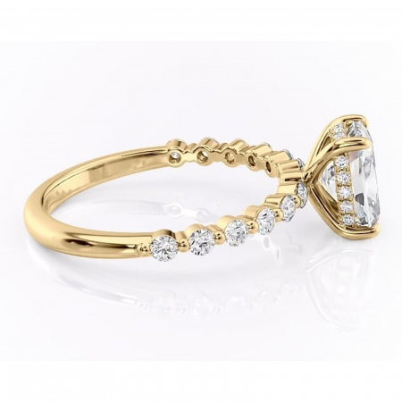 Inel de logodnă Amara din aur Galben 14kt cu moissanite tăietură asscher – Pietre laterale rafinată pentru profil înalt | Personalizează și configurează gratuit online [1]