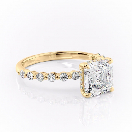 Aur galben - Inel de logodnă Amara din aur Galben 18kt cu moissanite tăietură asscher – Pietre laterale rafinată pentru profil înalt | Personalizează și configurează gratuit online