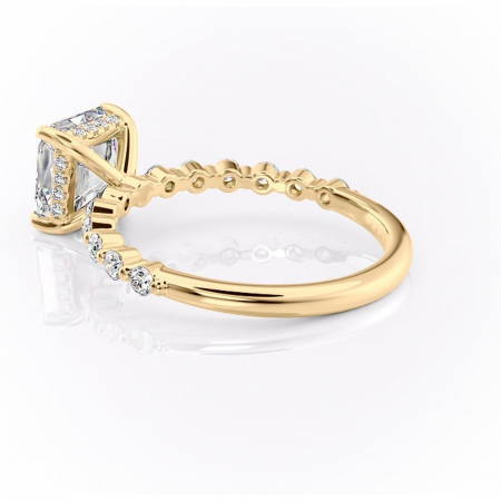 Inel de logodnă Amara din aur Galben 14kt cu moissanite tăietură asscher – Pietre laterale rafinată pentru profil înalt | Personalizează și configurează gratuit online [4]