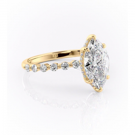 Marquise - Inel de logodnă Amara din aur Galben 18kt cu moissanite tăietură marquise – Pietre laterale rafinată pentru profil înalt | Personalizează și configurează gratuit online