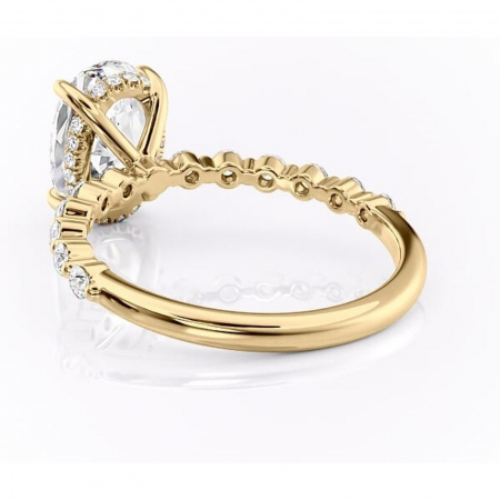 Inel de logodnă Amara din aur Galben 14kt cu moissanite tăietură ovală – Pietre laterale rafinată pentru profil înalt | Personalizează și configurează gratuit online [3]