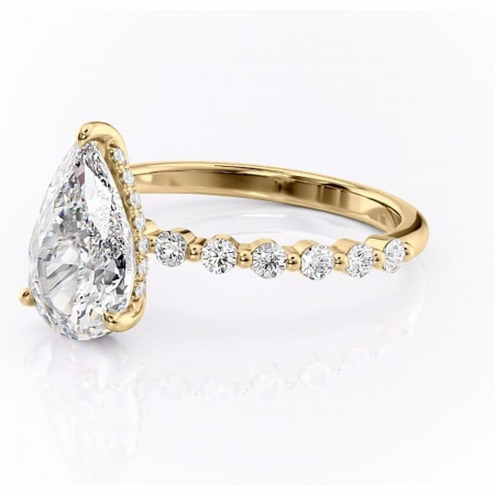 Inel de logodnă Amara din aur Galben 14kt cu moissanite tăietură pară – Pietre laterale rafinată pentru profil înalt | Personalizează și configurează gratuit online [6]