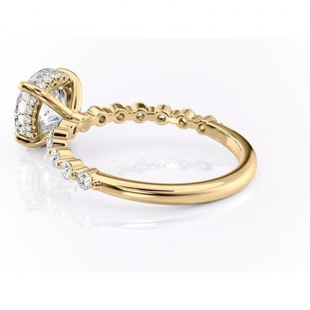 Inel de logodnă Amara din aur Galben 14kt cu moissanite tăietură rotundă – Pietre laterale rafinată pentru profil înalt | Personalizează și configurează gratuit online [4]