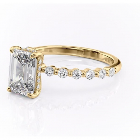 Inel de logodnă Amara din aur Galben 14kt cu moissanite tăietură smarald – Pietre laterale rafinată pentru profil înalt | Personalizează și configurează gratuit online [6]