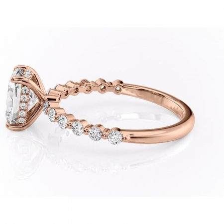 Inel de logodnă Amara din aur Rose 14kt cu moissanite tăietură asscher – Pietre laterale rafinată pentru profil înalt | Personalizează și configurează gratuit online [5]