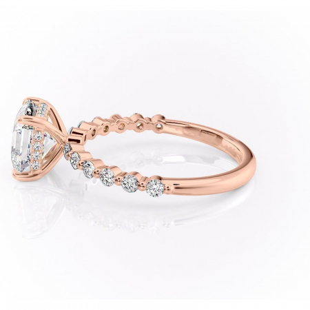 Inel de logodnă Amara din aur Rose 14kt cu moissanite tăietură asscher – Pietre laterale rafinată pentru profil înalt | Personalizează și configurează gratuit online [5]
