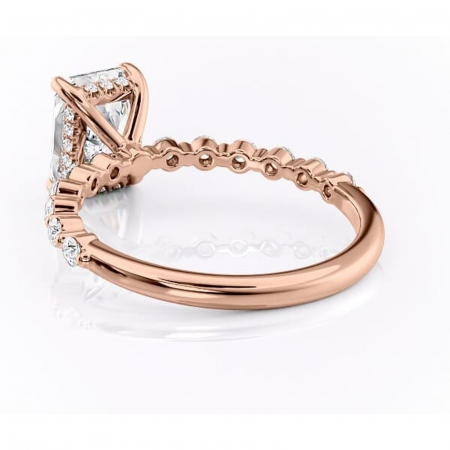 Inel de logodnă Amara din aur Rose 14kt cu moissanite tăietură radiantă – Pietre laterale rafinată pentru profil înalt | Personalizează și configurează gratuit online [3]