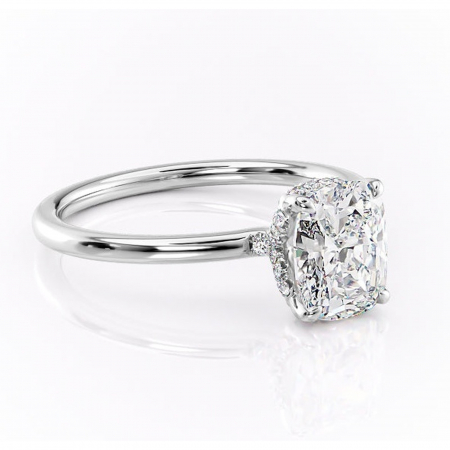 Pernă alungită - Inel de logodnă Amethyst din aur Alb 14kt cu moissanite tăietură asscher – Solitar rafinată pentru profil înalt | Personalizează și configurează gratuit online