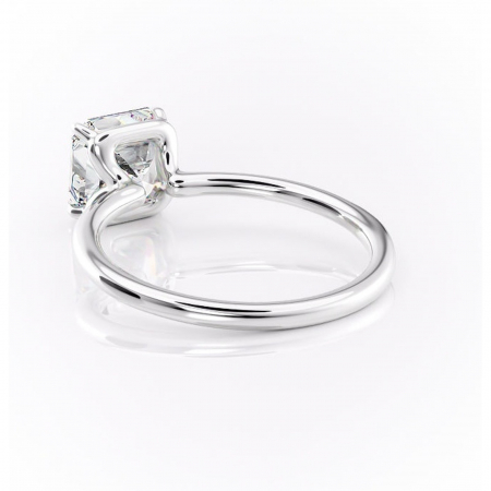 Inel de logodnă Amethyst din aur Alb 14kt cu moissanite tăietură asscher – Solitar rafinată pentru profil înalt | Personalizează și configurează gratuit online [3]