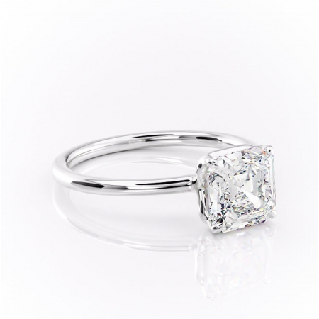 Asscher - Inel de logodnă Amethyst din aur Alb 14kt cu moissanite tăietură asscher – Solitar rafinată pentru profil înalt | Personalizează și configurează gratuit online
