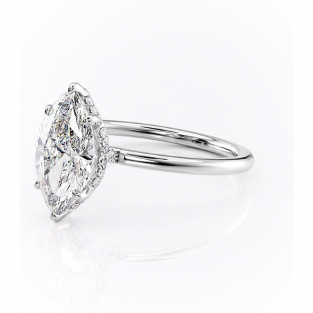 Inel de logodnă Amethyst din aur Alb 14kt cu moissanite tăietură marquise – Solitar rafinată pentru profil înalt | Personalizează și configurează gratuit online [6]