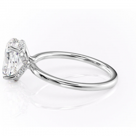 Inel de logodnă Amethyst din aur Alb 14kt cu moissanite tăietură ovală – Solitar rafinată pentru profil înalt | Personalizează și configurează gratuit online [5]