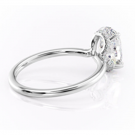 Inel de logodnă Amethyst din aur Alb 14kt cu moissanite tăietură ovală – Solitar rafinată pentru profil înalt | Personalizează și configurează gratuit online [2]