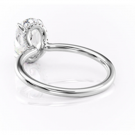 Inel de logodnă Amethyst din aur Alb 14kt cu moissanite tăietură ovală – Solitar rafinată pentru profil înalt | Personalizează și configurează gratuit online [3]