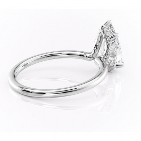 Inel de logodnă Amethyst din aur Alb 18kt cu moissanite tăietură pară – Solitar rafinată pentru profil înalt | Personalizează și configurează gratuit online [2]
