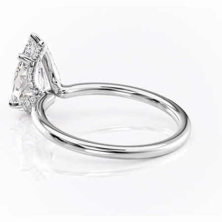 Inel de logodnă Amethyst din aur Alb 18kt cu moissanite tăietură pară – Solitar rafinată pentru profil înalt | Personalizează și configurează gratuit online [4]