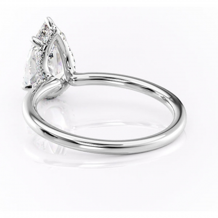 Inel de logodnă Amethyst din aur Alb 18kt cu moissanite tăietură pară – Solitar rafinată pentru profil înalt | Personalizează și configurează gratuit online [3]