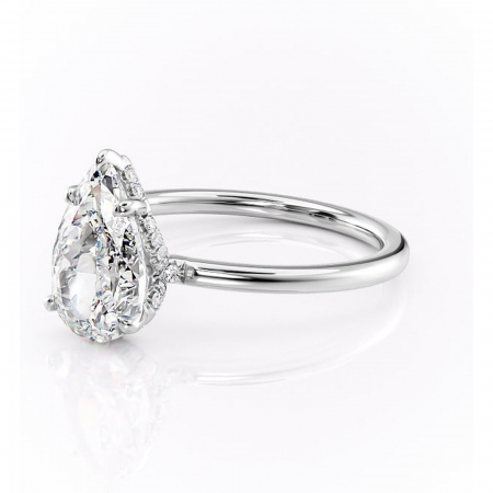 Inel de logodnă Amethyst din aur Alb 18kt cu moissanite tăietură pară – Solitar rafinată pentru profil înalt | Personalizează și configurează gratuit online [6]