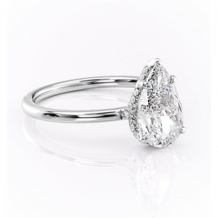 Pară - Inel de logodnă Amethyst din aur Alb 14kt cu moissanite tăietură pară – Solitar rafinată pentru profil înalt | Personalizează și configurează gratuit online