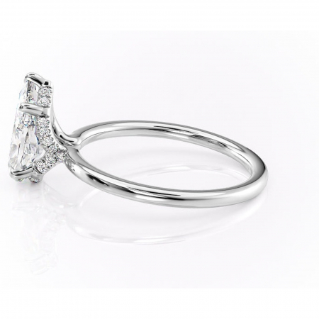 Inel de logodnă Amethyst din aur Alb 18kt cu moissanite tăietură pară – Solitar rafinată pentru profil înalt | Personalizează și configurează gratuit online [5]