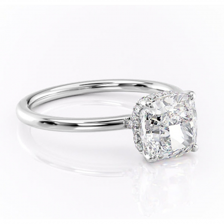 Pernă - Inel de logodnă Amethyst din aur Alb 14kt cu moissanite tăietură pernă – Solitar rafinată pentru profil înalt | Personalizează și configurează gratuit online