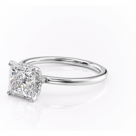 Inel de logodnă Amethyst din aur Alb 18kt cu moissanite tăietură princess – Solitar rafinată pentru profil înalt | Personalizează și configurează gratuit online [6]