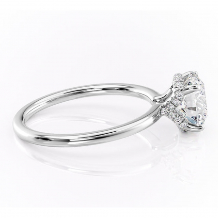 Inel de logodnă Amethyst din aur Alb 14kt cu moissanite tăietură rotundă – Solitar rafinată pentru profil înalt | Personalizează și configurează gratuit online [1]