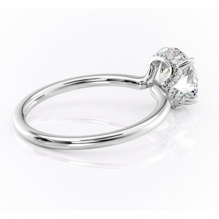 Inel de logodnă Amethyst din aur Alb 14kt cu moissanite tăietură rotundă – Solitar rafinată pentru profil înalt | Personalizează și configurează gratuit online [2]