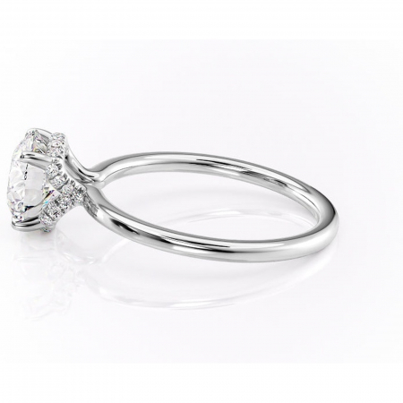 Inel de logodnă Amethyst din aur Alb 14kt cu moissanite tăietură rotundă – Solitar rafinată pentru profil înalt | Personalizează și configurează gratuit online [5]