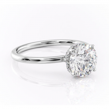 Halo - Inel de logodnă Amethyst din aur Alb 14kt cu moissanite tăietură rotundă – Solitar rafinată pentru profil înalt | Personalizează și configurează gratuit online