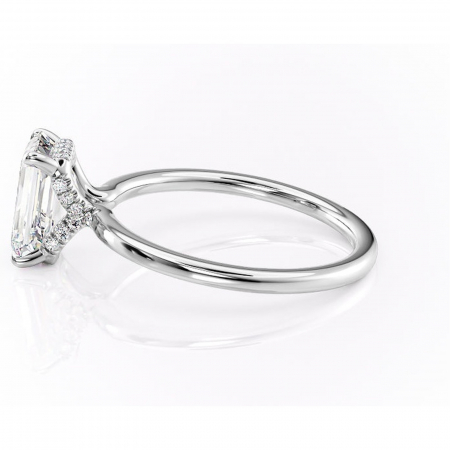 Inel de logodnă Amethyst din aur Alb 14kt cu moissanite tăietură smarald – Solitar rafinată pentru profil înalt | Personalizează și configurează gratuit online [5]