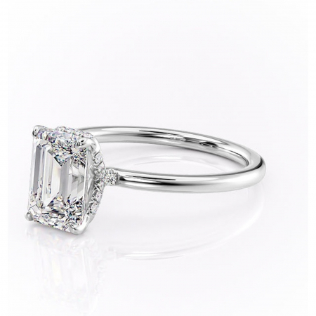 Inel de logodnă Amethyst din aur Alb 14kt cu moissanite tăietură smarald – Solitar rafinată pentru profil înalt | Personalizează și configurează gratuit online [6]