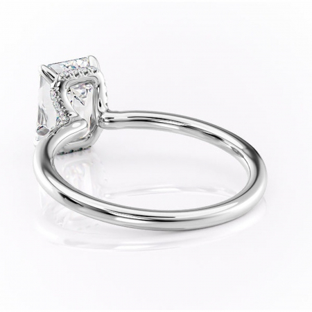 Inel de logodnă Amethyst din aur Alb 14kt cu moissanite tăietură smarald – Solitar rafinată pentru profil înalt | Personalizează și configurează gratuit online [3]