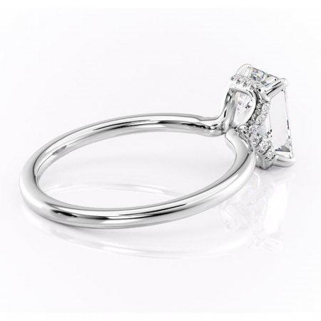 Inel de logodnă Amethyst din aur Alb 14kt cu moissanite tăietură smarald – Solitar rafinată pentru profil înalt | Personalizează și configurează gratuit online [2]