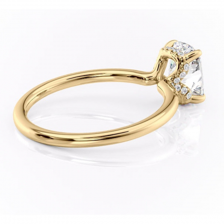 Inel de logodnă Amethyst din aur Galben 14kt cu moissanite tăietură asscher – Solitar rafinată pentru profil înalt | Personalizează și configurează gratuit online [2]