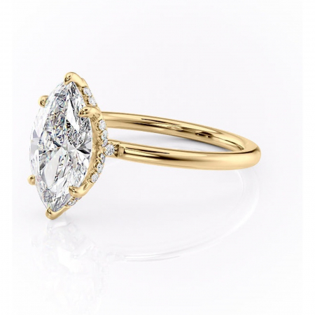 Inel de logodnă Amethyst din aur Galben 14kt cu moissanite tăietură marquise – Solitar rafinată pentru profil înalt | Personalizează și configurează gratuit online [6]