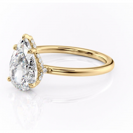 Inel de logodnă Amethyst din aur Galben 14kt cu moissanite tăietură pară – Solitar rafinată pentru profil înalt | Personalizează și configurează gratuit online [6]