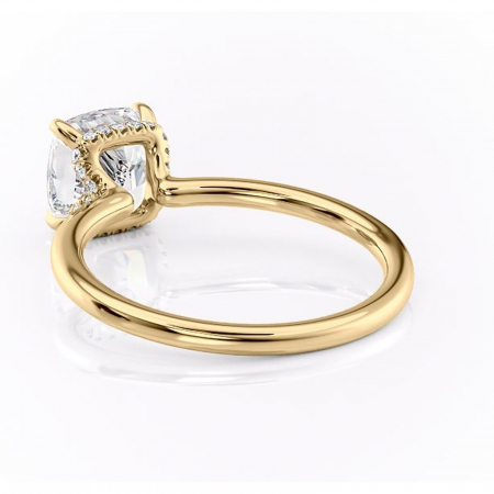 Inel de logodnă Amethyst din aur Galben 14kt cu moissanite tăietură pernă – Solitar rafinată pentru profil înalt | Personalizează și configurează gratuit online [3]